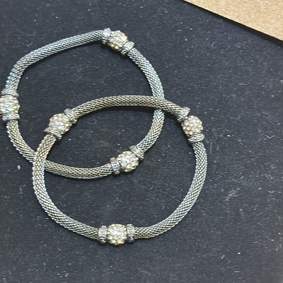 Silver Tone Stretch Rhinestones Bracelets set of two vintage Silpada - Picture 3 of 11